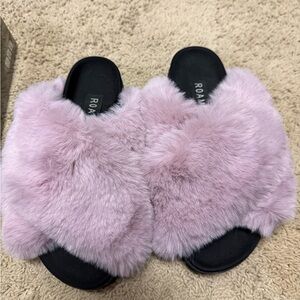 Roam Lavender Faux Fur Slide Slippers - Women's Plush Slip-On